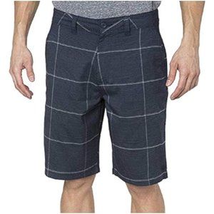Hang Ten Mens Walk Shorts Plaid Flat Front Mid Rise A1038017PS Navy Blue Size 32